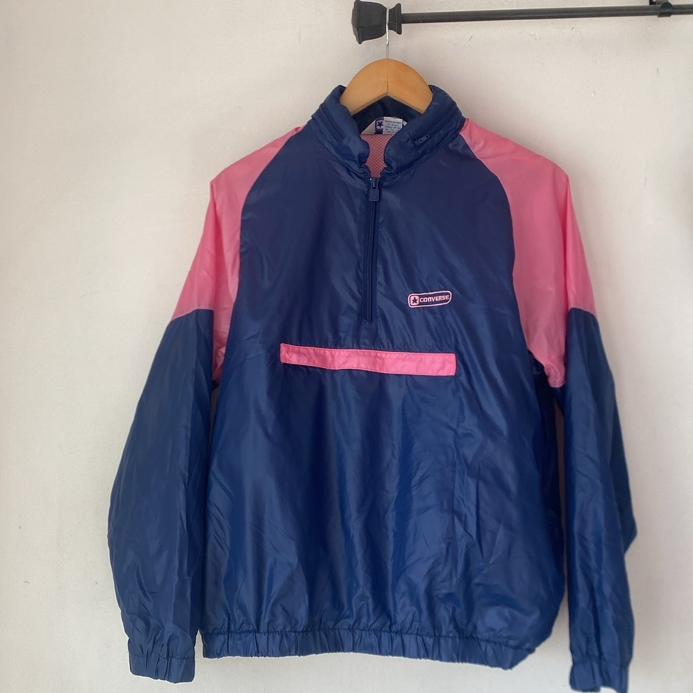 Converse L Navy and Pink Windbreaker Sweatshirt